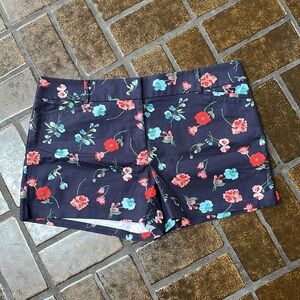 LOFT Blue Red & Pink Floral Print Riviera Short